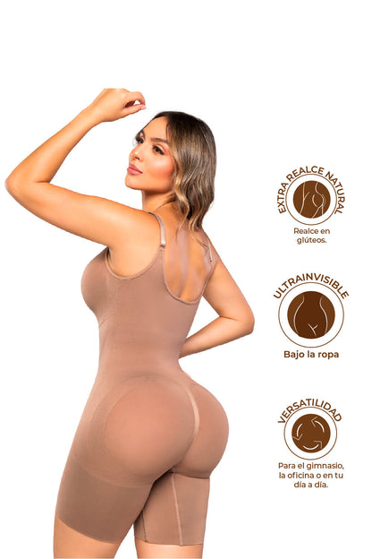 - Body faja invisible espalda alta con compresión media
- Efecto lifting natural en zona posterior con espalda cubierta
- Body moldeador con tirantes cruzados o rectos